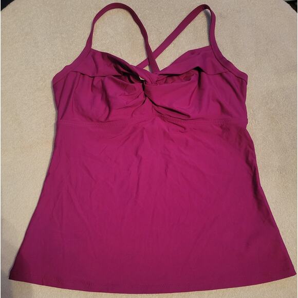 Athleta Womens Twist Up Tankini Tank Top Swim or Athletic Wear Purple 36B/C - Picture 1 of 6